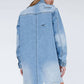 Ripped Raw Trim Denim Shirt Dress