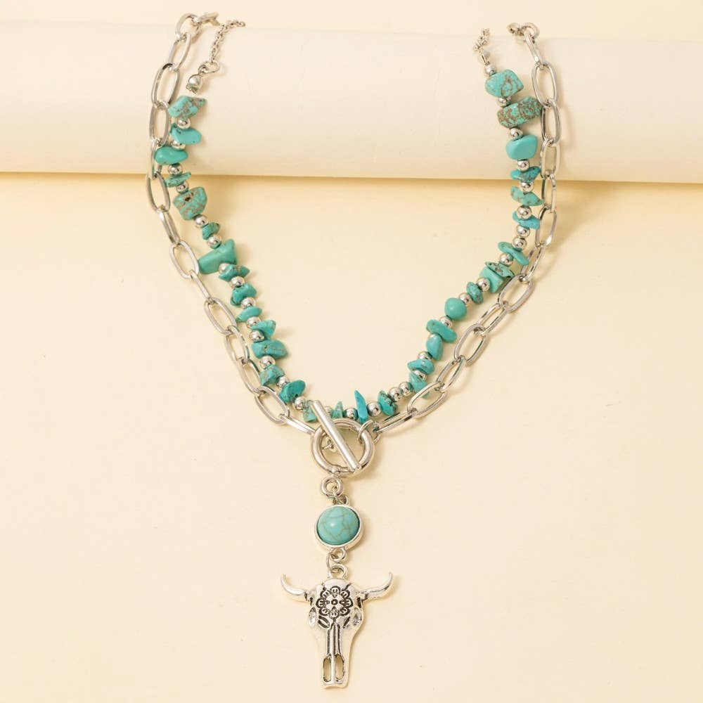 Turquoise Western Charm Toggle Necklace