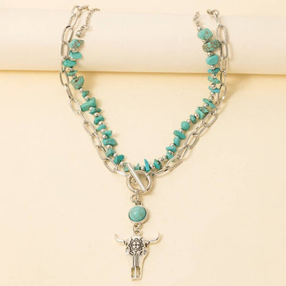 Turquoise Western Charm Toggle Necklace