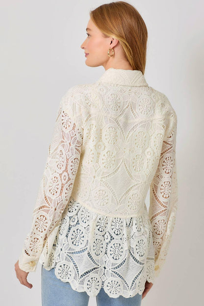 Lace Peplum Trucker Jacket - Southern Sassy Boutique