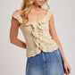 CROCHET RUFFLED KNIT TOP
