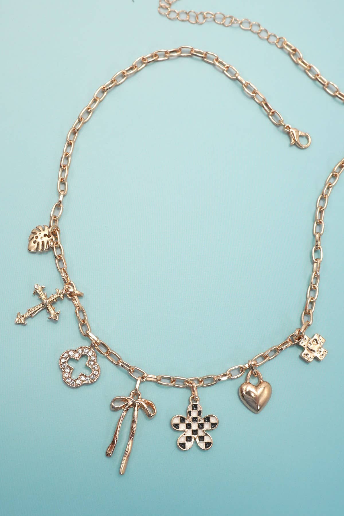 CHARM NECKLACE-CLOVER BOW CHECKER FLOWER HEART | 80N91987