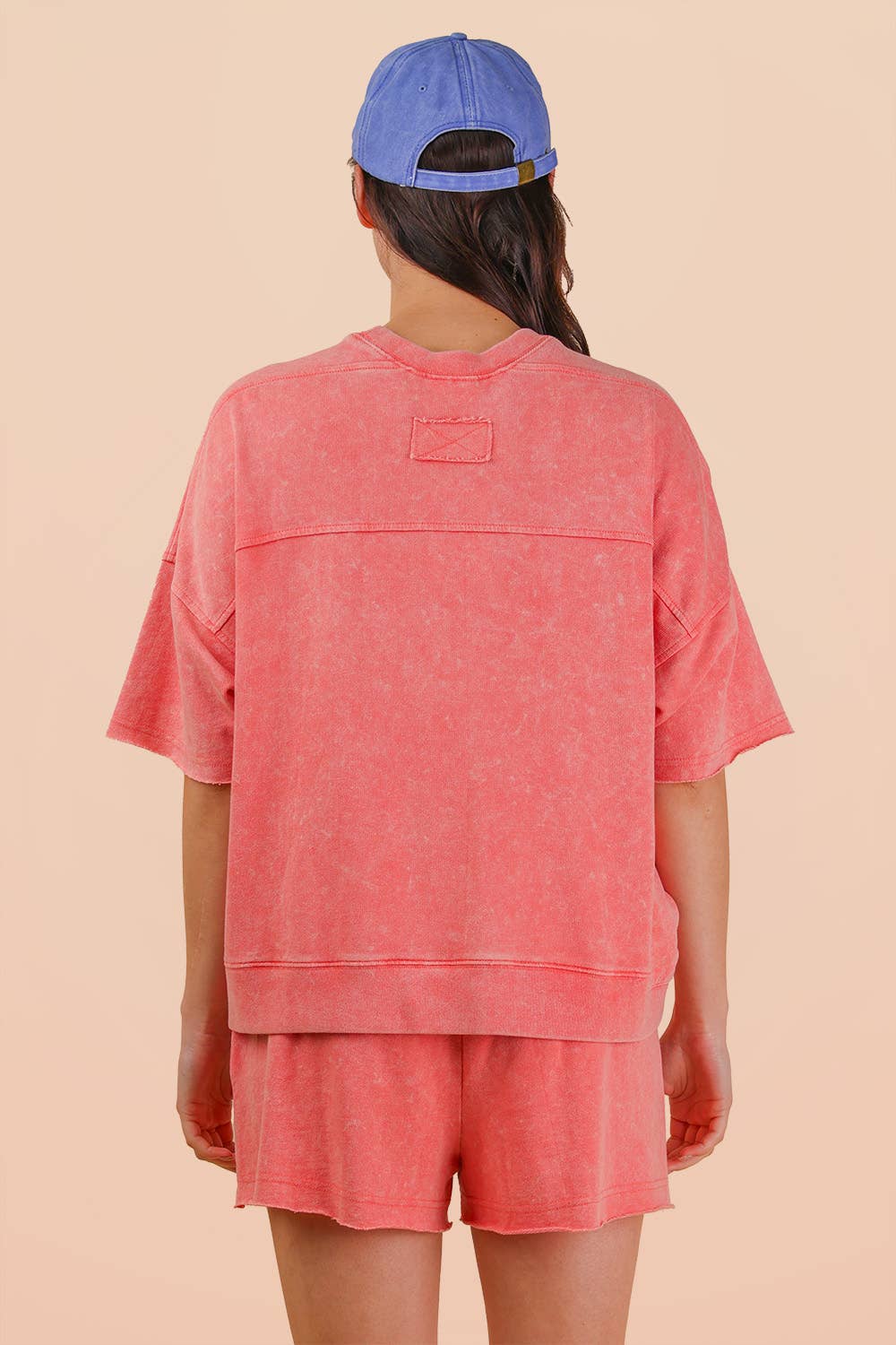 PLUS SIZE Mineral Washed Knit Casual Top & Shorts