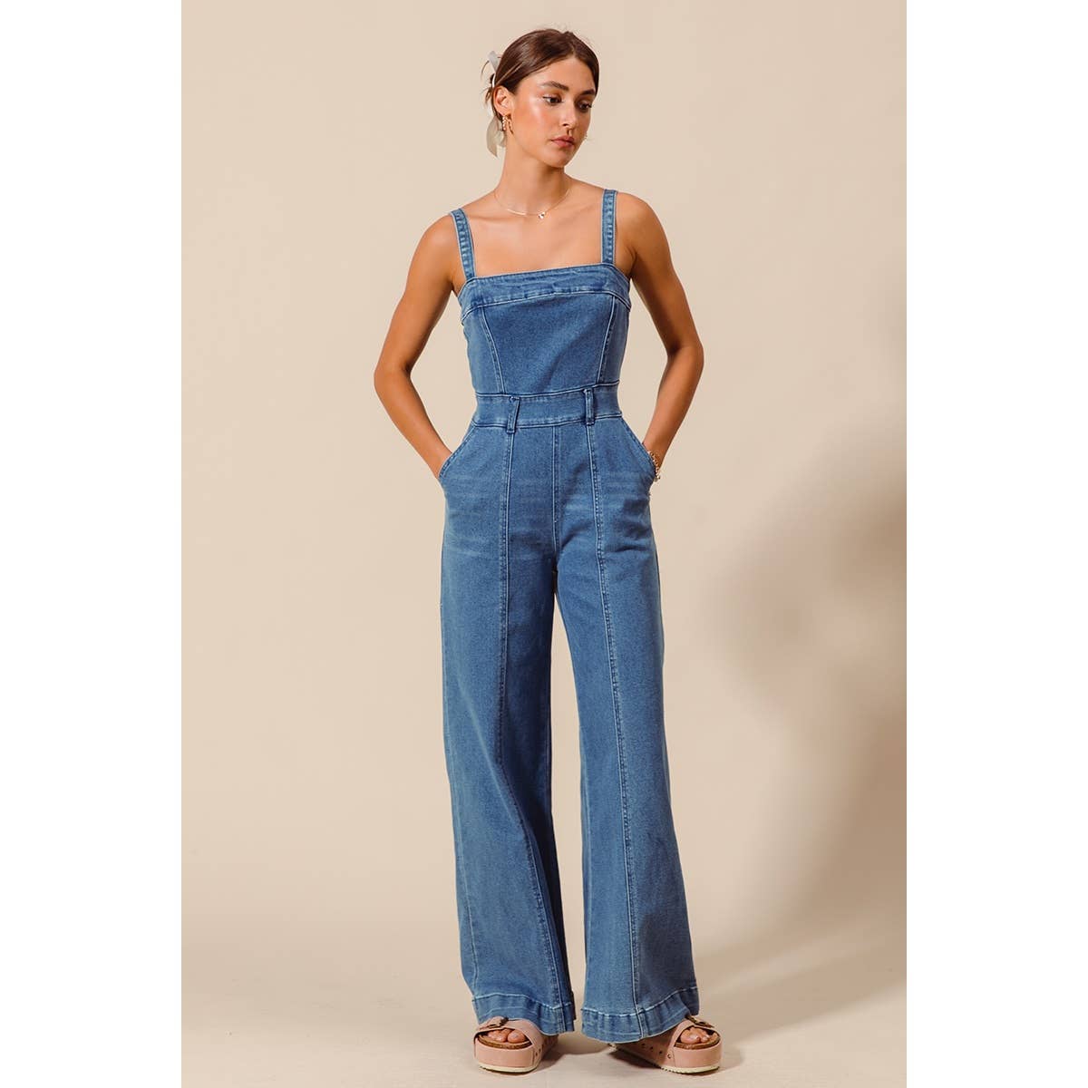 Washed Denim Jumpsuit