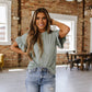 Ruffle Sleeve Textured Blouse