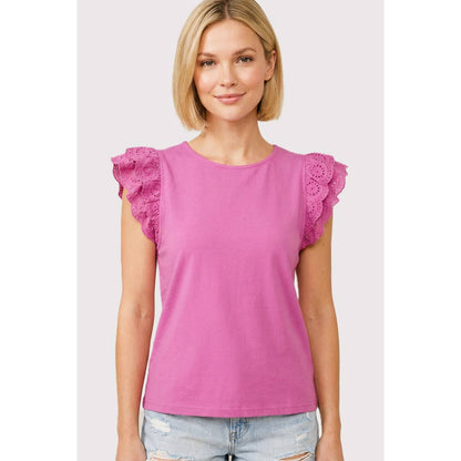 Eyelet Laced Cap Sleeve Top