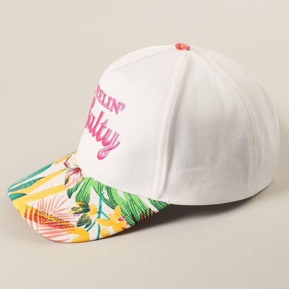 Feelin' Salty Letter Embroidery Floral Trucker Hat - Southern Sassy Boutique