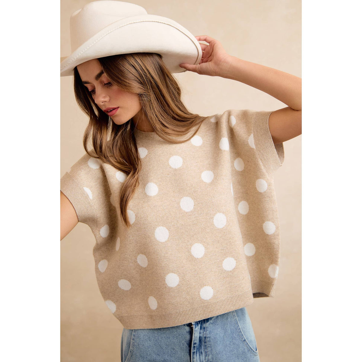 Polka Dot Knit Sleeveless Sweater