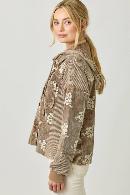Flower Embroidery Hoodie Jacket
