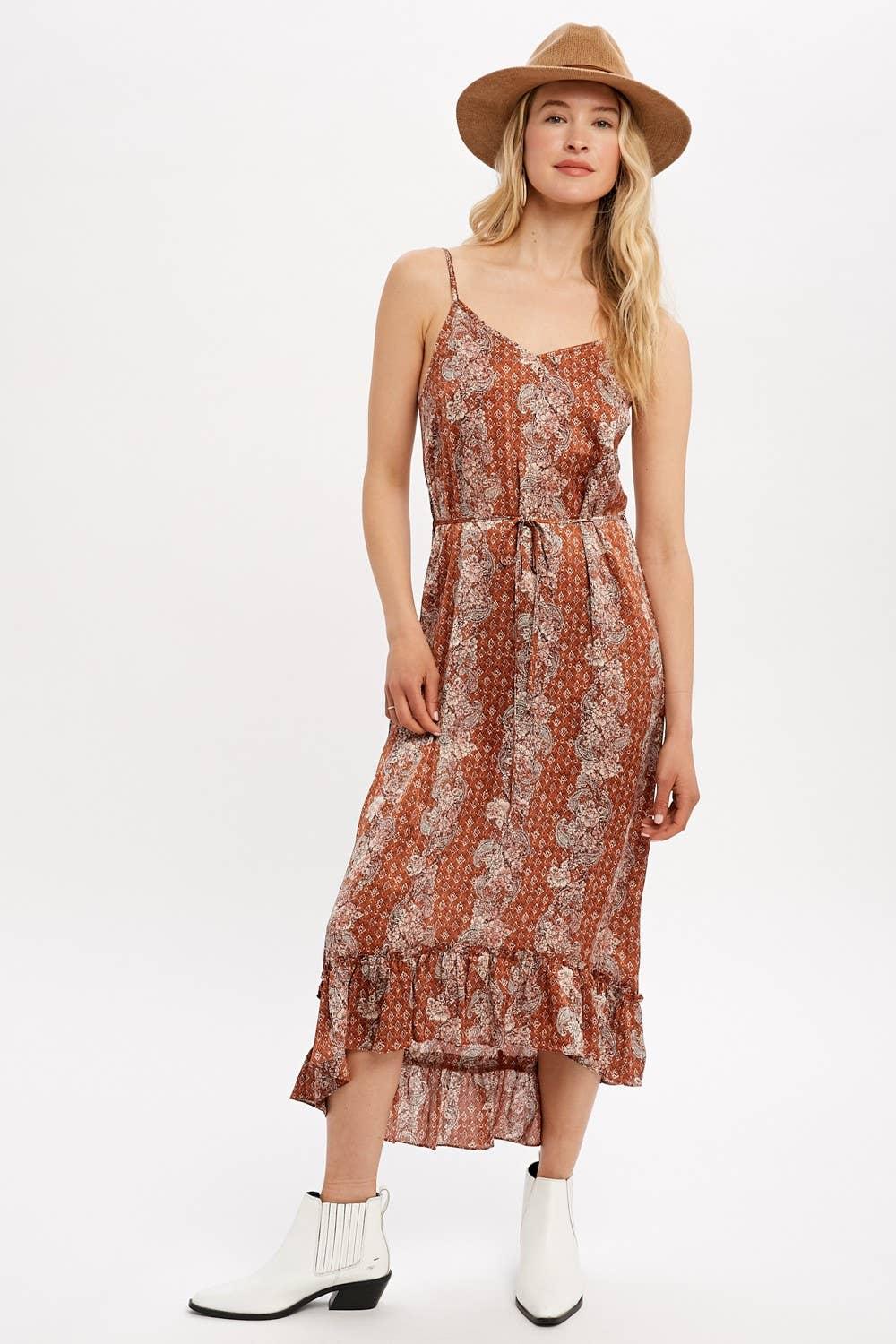 Printed Slit Dress - Southern Sassy Boutique