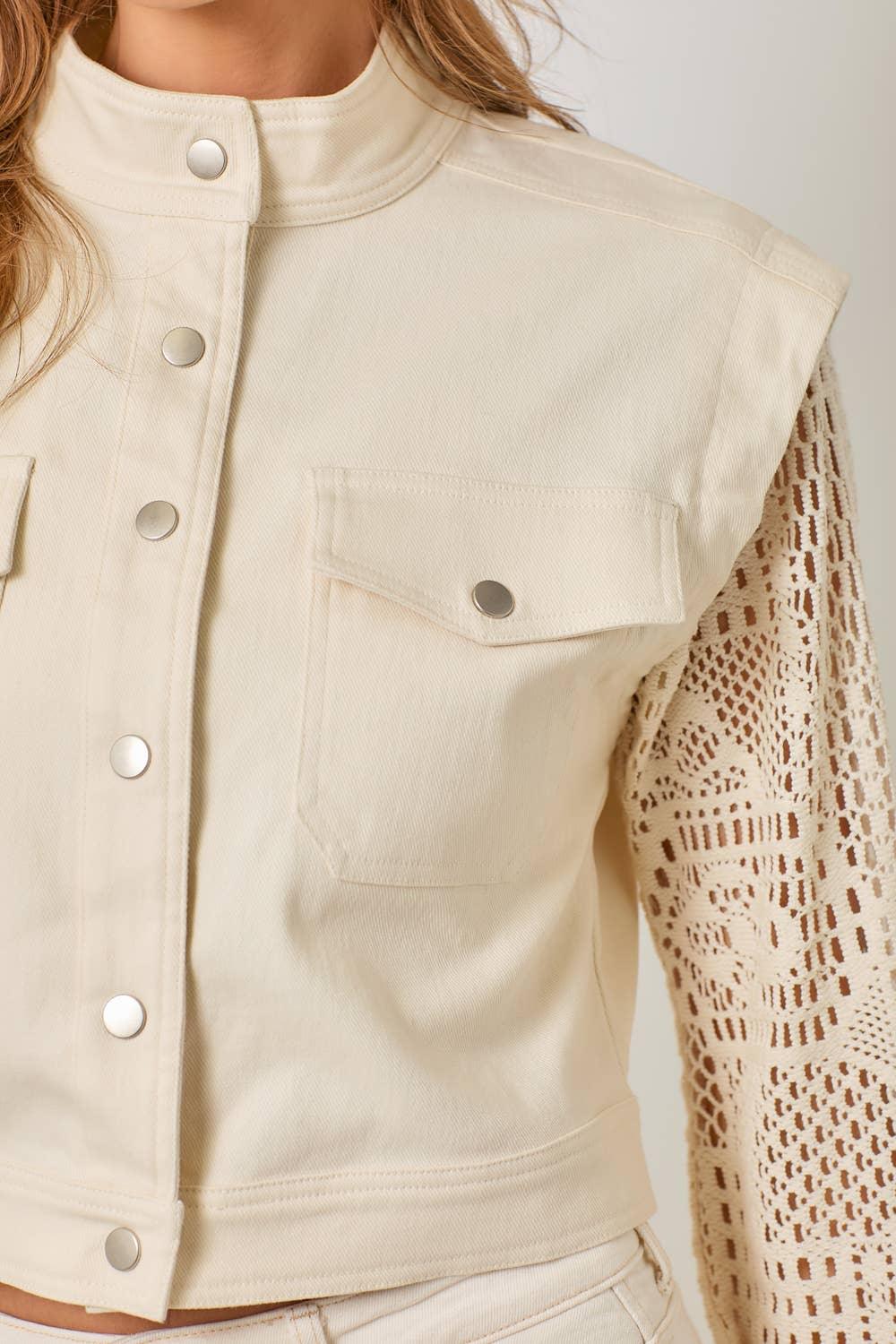 Crochet Sleeve Utility Jacket - Southern Sassy Boutique