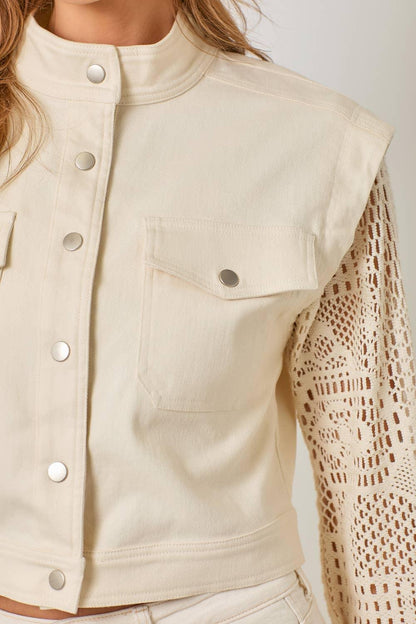 Crochet Sleeve Utility Jacket - Southern Sassy Boutique