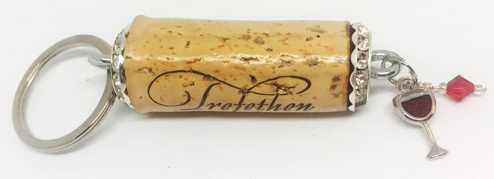 Red Wine Glass Charm Rhinestone Design Keychain - Southern Sassy Boutique