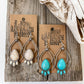 Western Teardrop Stone Dangle Earrings - Turquoise