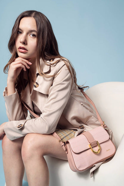 Lima Croc-Embossed Satchel/Shoulder Bag