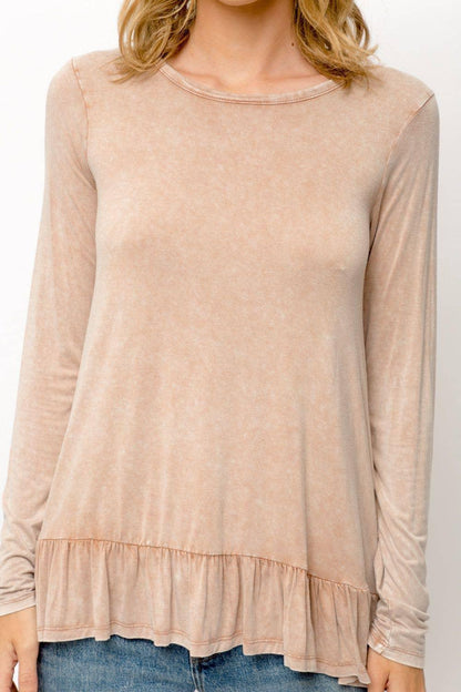 Ruffle Hem Long Sleeve Top - Southern Sassy Boutique