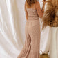 Straps Smocked Bodice Wide Leg Floral Jumpsuit