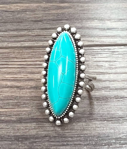 750195, Turquoise Adjustable Ring