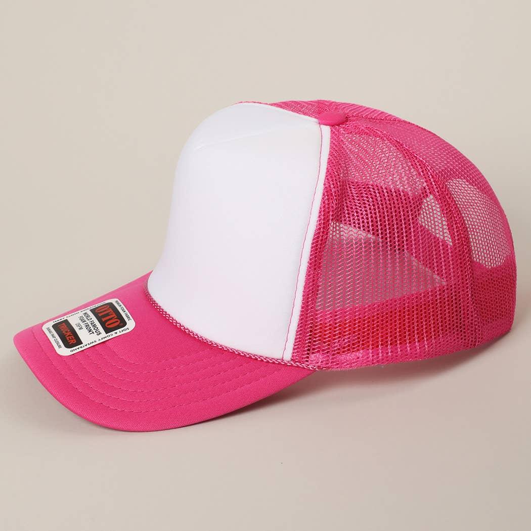 Two-Tone Mesh Back High Crown Foam Trucker Hat - Southern Sassy Boutique