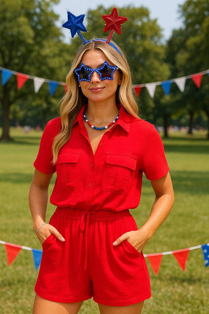 Button Down Romper w/ Pockets