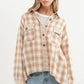 Yarn Dyed Mixed Contrast Crop Frayed Bottom Shirt