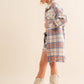 Yarn Dyed Fringe Bottom Button Up Long Shirt Jacket