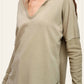 Textured Fabric Contrast Terry Long Sleeve Top