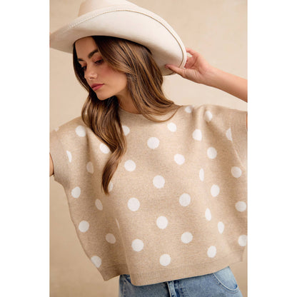 Polka Dot Knit Sleeveless Sweater