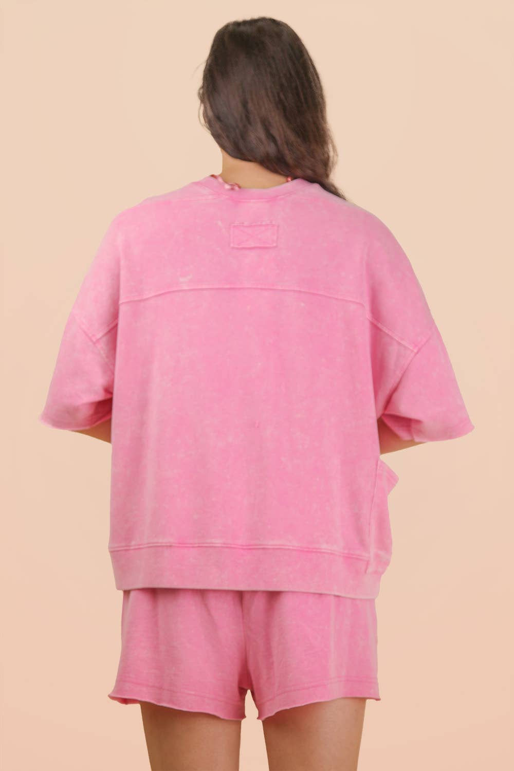 PLUS SIZE Mineral Washed Knit Casual Top & Shorts