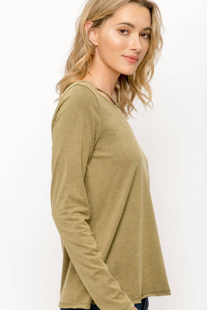 Cut-Out Long Sleeve Top - Southern Sassy Boutique