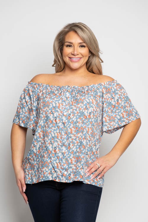 Floral Print Cold Sholder Top