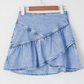 Denim Ruffle Overlay Mini Skirt