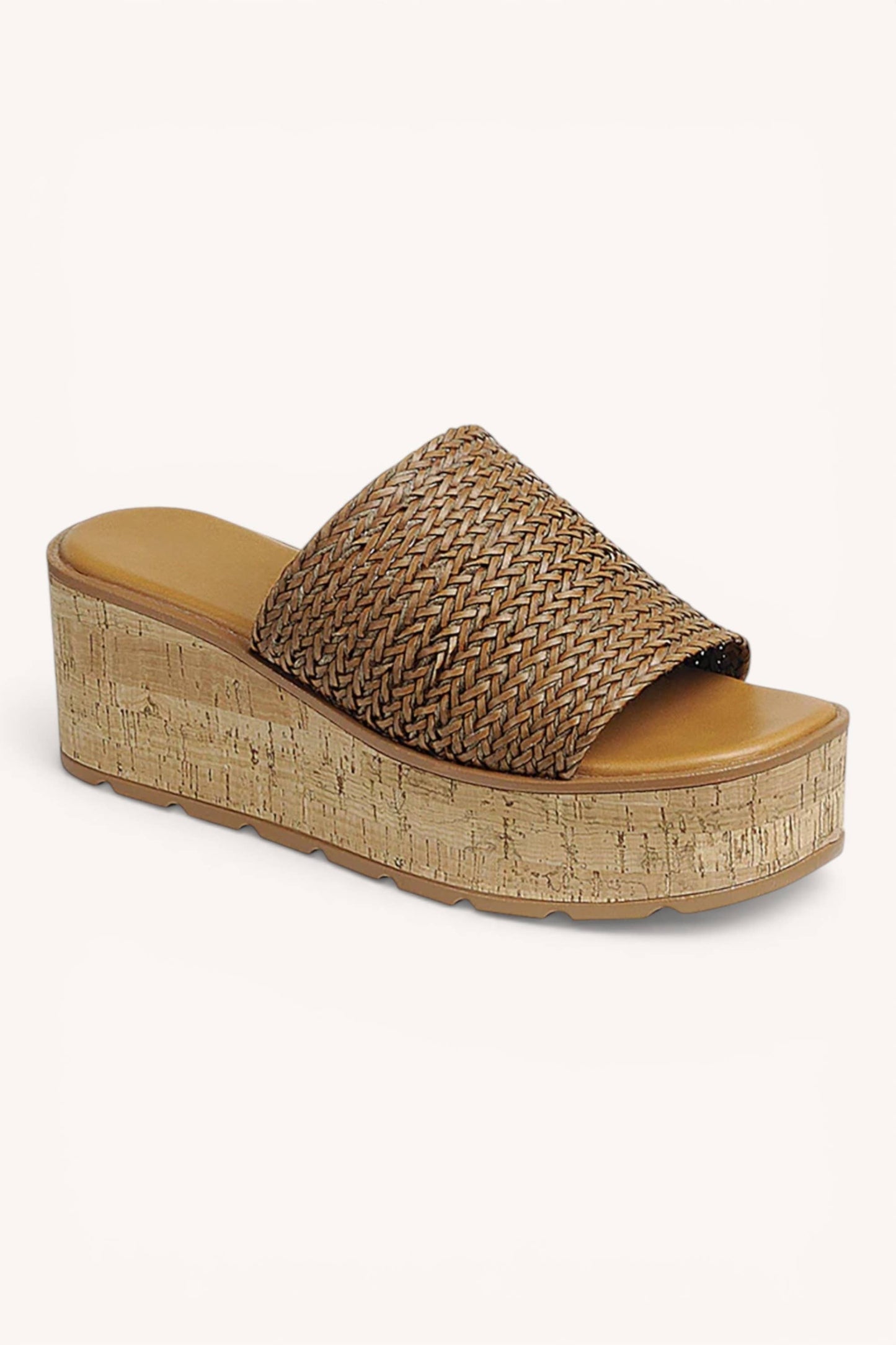 Braided Cork Platform Sandals