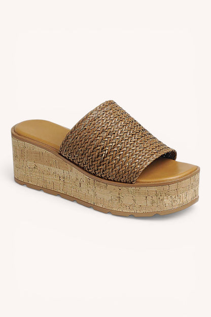Braided Cork Platform Sandals