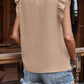 Crinkle Pleated Ruffle Mock Neck Top