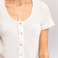 Stretchy Brushed Waffle Knit Short Sleeve Button Top