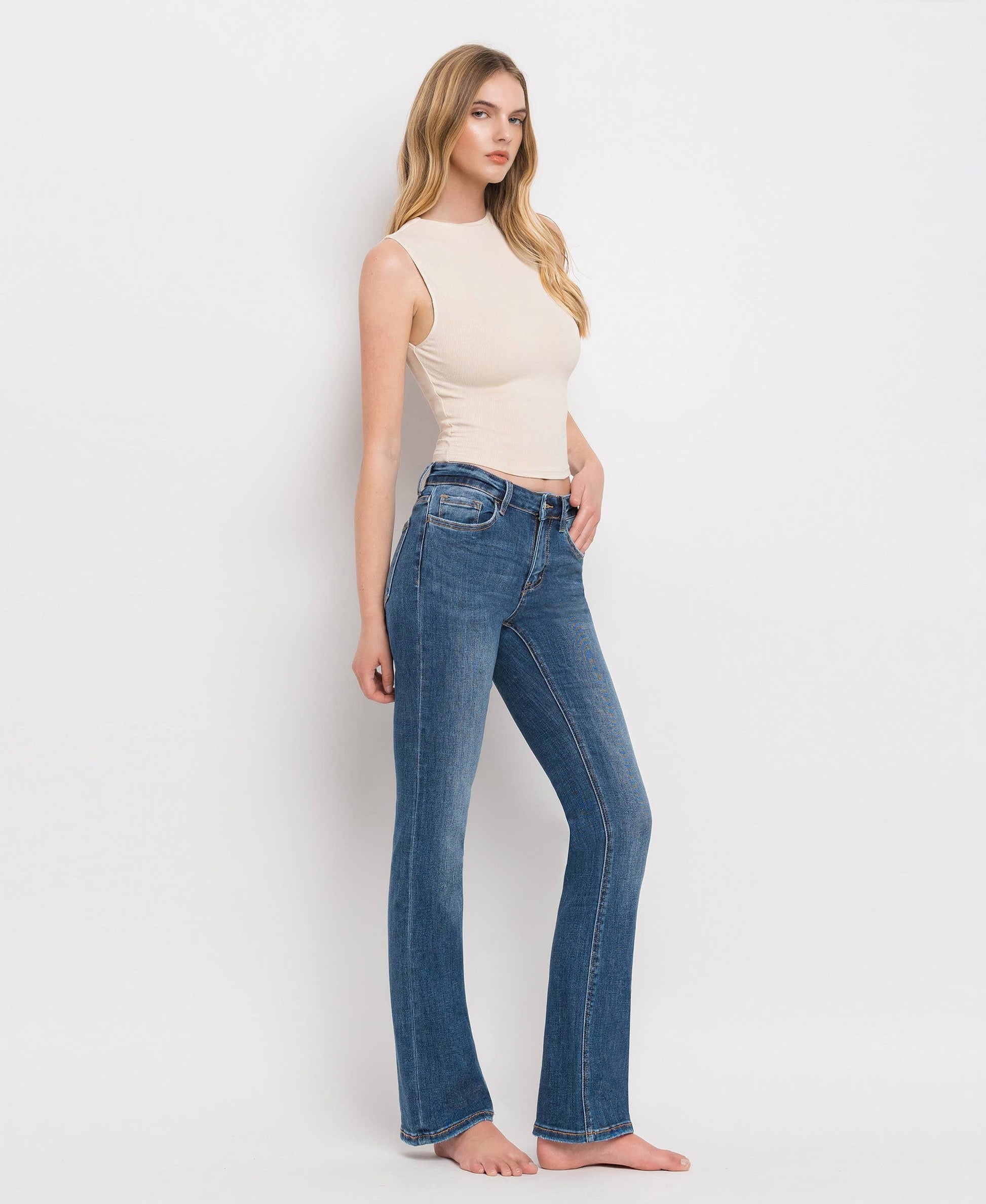 MID RISE BOOTCUT JEANS LV1064 - Southern Sassy Boutique