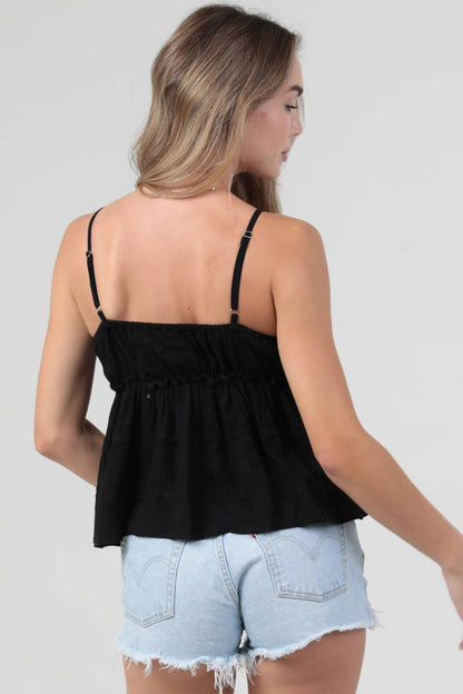 Lace Trim Tiered Cami Tank Top