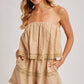 STRAPLESS EMBROIDERED TRIM ROMPER