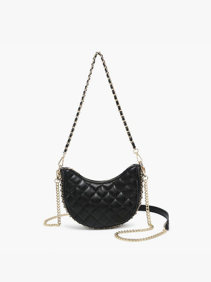 Quilted Shaped Crossbody w/ Chain Straps