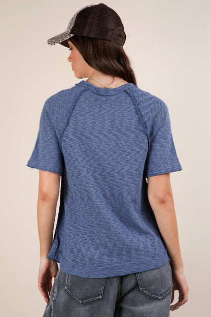 Solid Casual Knit Top with Patch Pocket - Southern Sassy Boutique