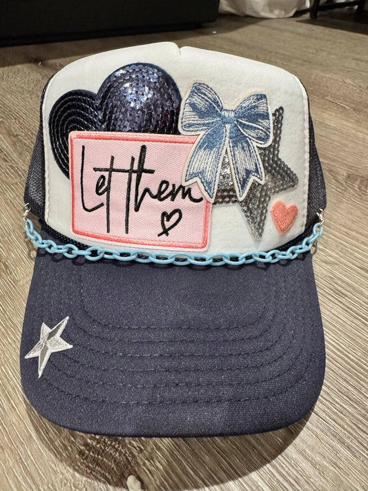 Let Them Bow Navy Trucker Hat - Southern Sassy Boutique