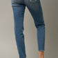 High Stretch Mid Rise Ripped Girlfriend Jeans