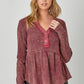 Washed Thermal Peplum Top