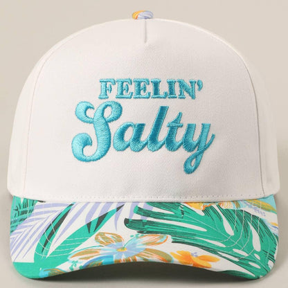Feelin' Salty Letter Embroidery Floral Trucker Hat - Southern Sassy Boutique