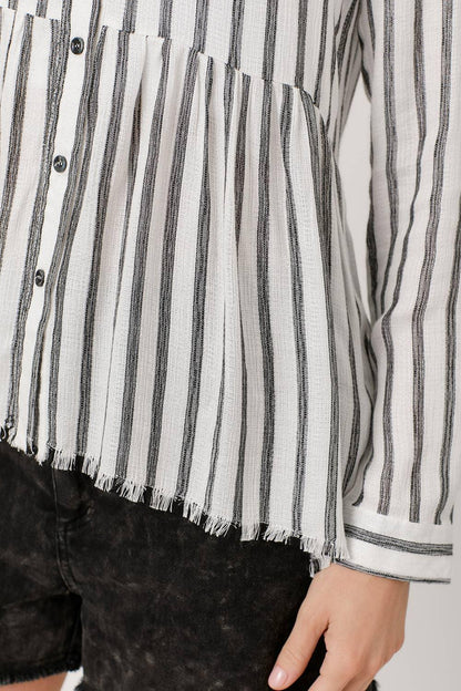 Stripe Peplum Shirt - Southern Sassy Boutique