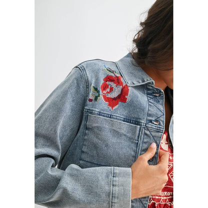 STYLISH EMBROIDERED DENIM JACKET - Southern Sassy Boutique
