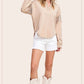 Embroidered Crochet V-neck Long Sleeve Top