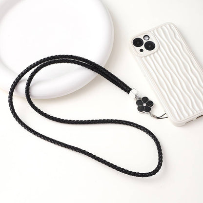 Creative Woven Leather Plum Phone Case Lanyard