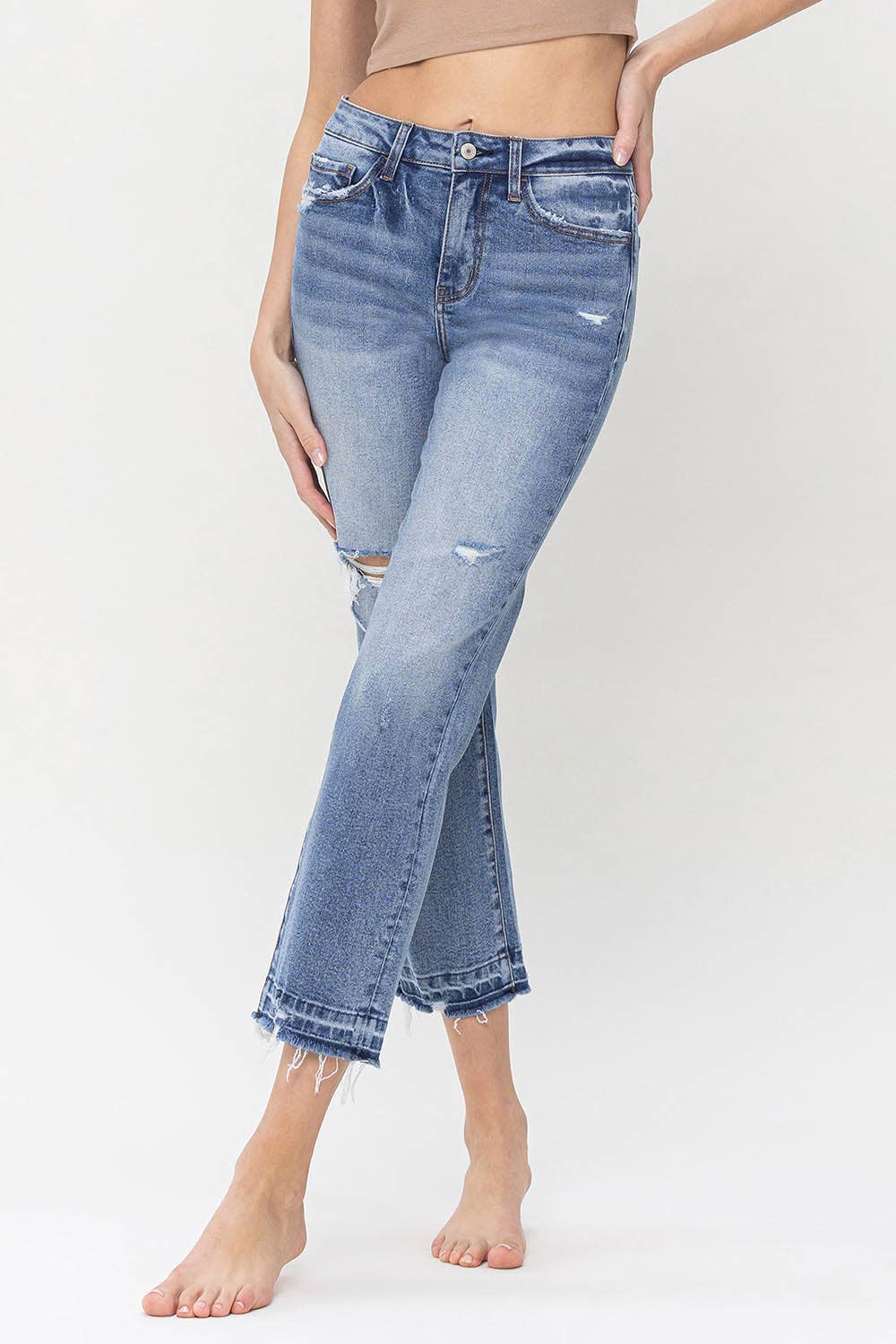 HIGH RISE CROP STRAIGHT JEANS - Southern Sassy Boutique
